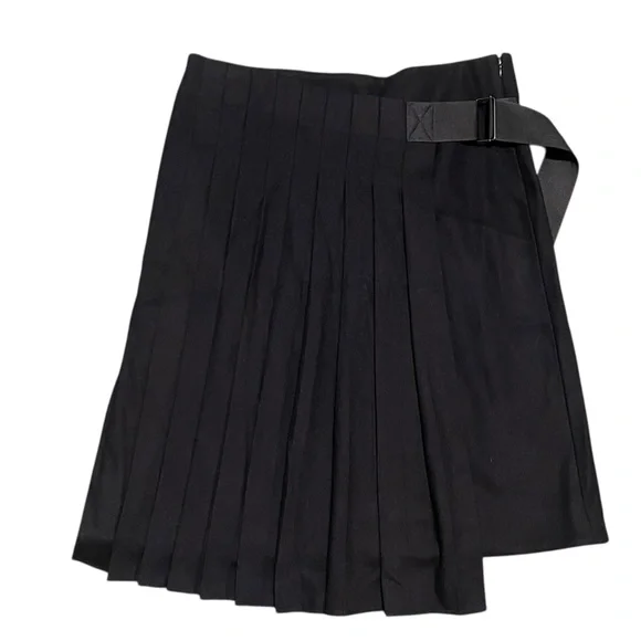 COS Belted Black Wool Pleated Wrap Skirt Size 6/8 Dark Academia Fall Winter Goth - Picture 4 of 9